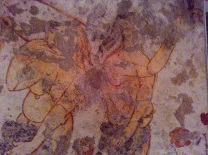 Particolare di affresco Peccato Originale, Cripta, Gravina di Picciano(MT)